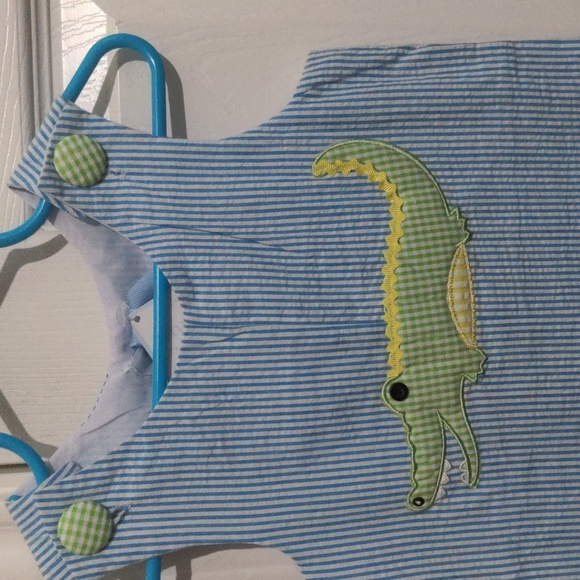 Mud Pie Baby Boy Blue Striped Gator Longall. Size 2T-3T NWT - Picture 2 of 7